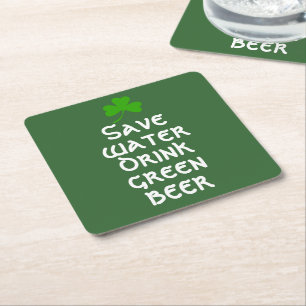 Porta-copo De Papel Quadrado Salve Água Bebida Verde Cerveja Irlandesa Shamrock