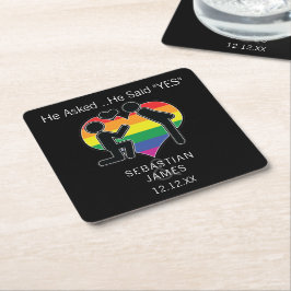 Porta-copo De Papel Quadrado Salve O Gay De Data Que Ele Disse Sim Personalizad