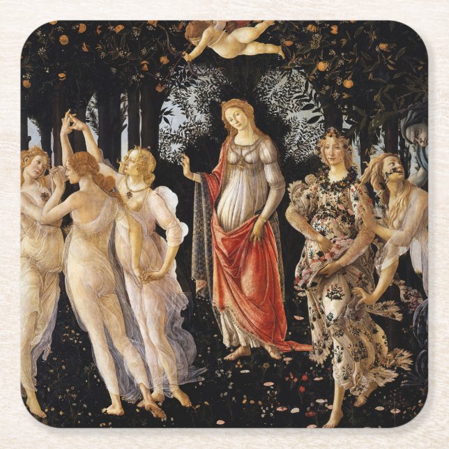 Porta-copo De Papel Quadrado Sandro Botticelli - La Primavera (Frente)