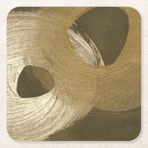 Porta-copo De Papel Quadrado Sandstorm circular em Tan e Brown escuro