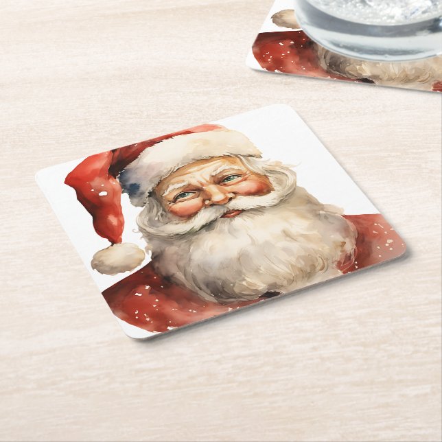 Porta-copo De Papel Quadrado Santa Claus Retro Natal (Inclinado)