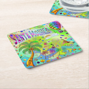 Porta-copo De Papel Quadrado Santa Monica Montanha-russa Melodia Atemporal