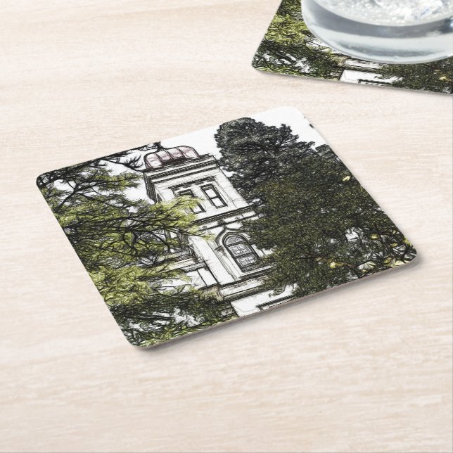 Porta-copo De Papel Quadrado Santuário entre as árvores (Inclinado)