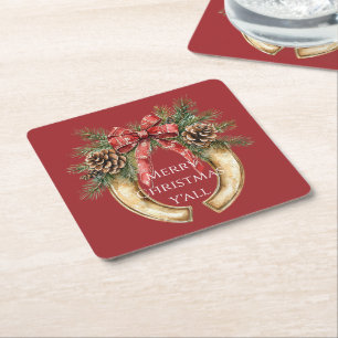 Porta-copo De Papel Quadrado Sapato de Cavalo Dourado Vermelho Ocidental Pinhei