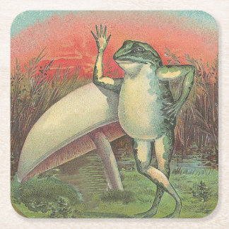 Porta-copo De Papel Quadrado Sapo e cogumelo
