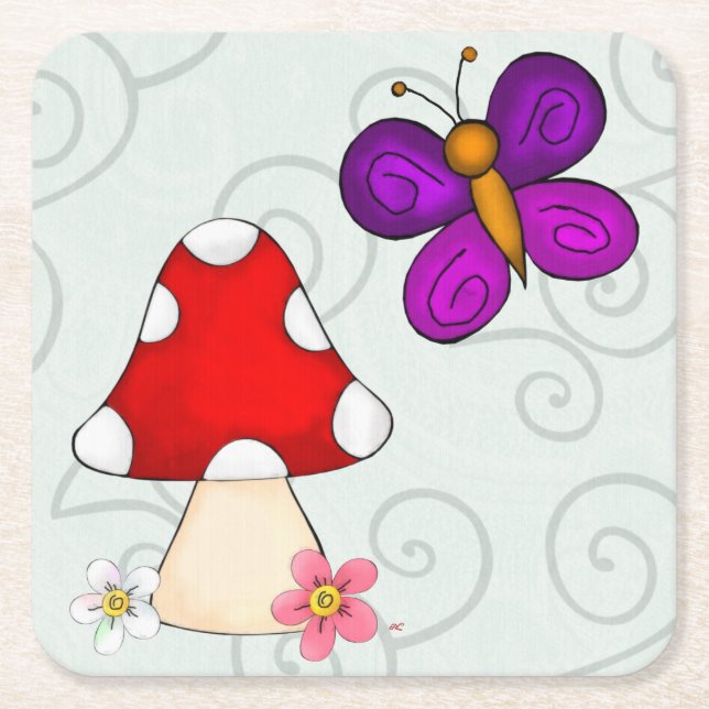 Porta-copo De Papel Quadrado Sapo Feliz Na Primavera (Frente)