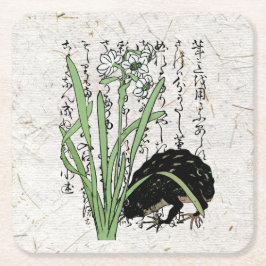 Porta-copo De Papel Quadrado Sapo Toad Botânico Japonês do Século XVIII