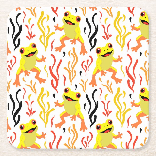 Porta-copo De Papel Quadrado Sapos Reproduzíveis (Frente)