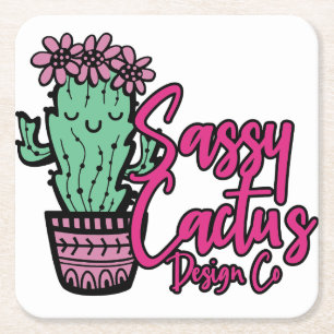 Porta-copo De Papel Quadrado SASSY CACTUS DESIGN GO [logotipo 1]