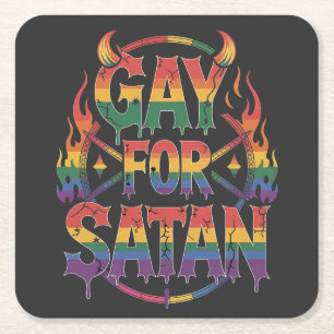 Porta-copo De Papel Quadrado Satã de granizo Arco-Íris Baphomet Diabo Goat LGBT