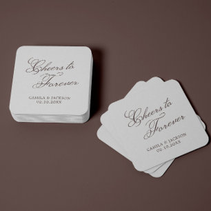 Porta-copo De Papel Quadrado Saudações ao Velho Dinheiro Marrom de Casamento pa