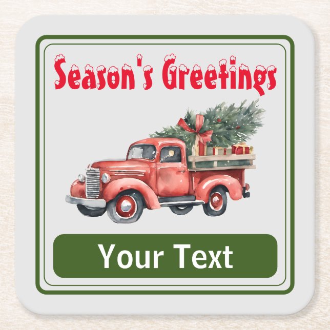 Porta-copo De Papel Quadrado Saudações da Estação Personalizada (Frente)