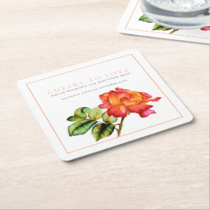 Porta-copo De Papel Quadrado Saúde para amar o chá híbrido rosa cor de laranja