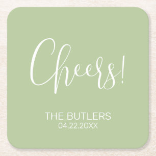 Porta-copo De Papel Quadrado Saúde! Porta copos de Livro Verde do Sage Personal