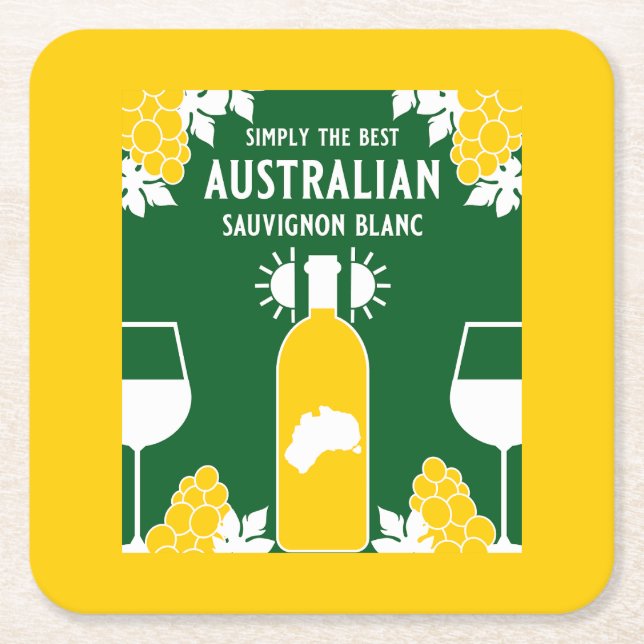 Porta-copo De Papel Quadrado Sauvignon Blanc Wine Drinker (Frente)