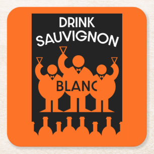 Porta-copo De Papel Quadrado Sauvignon Blanc Wine Drinker