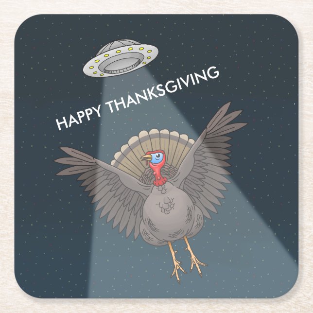 Porta-copo De Papel Quadrado Saved By Aliens Before Thanksgiving Day (Frente)