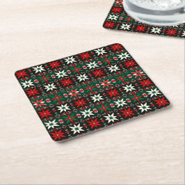 Porta-copo De Papel Quadrado Scandinavian Fair Isle Christmas Edition 3