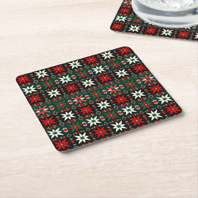 Porta-copo De Papel Quadrado Scandinavian Fair Isle Christmas Edition 3 (Inclinado)