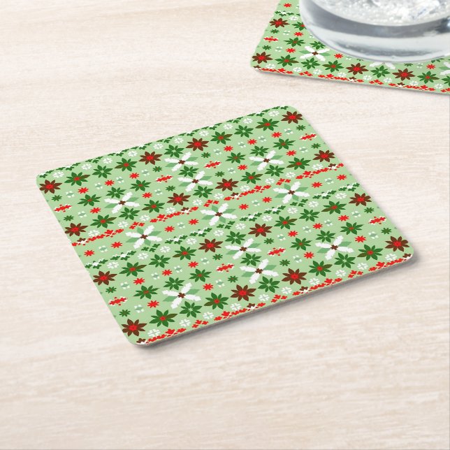 Porta-copo De Papel Quadrado Scandinavian Fair Isle Christmas Edition 4 (Inclinado)