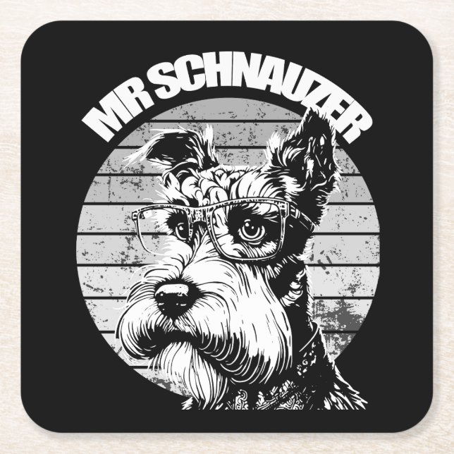 Porta-copo De Papel Quadrado Schnauzer (Frente)