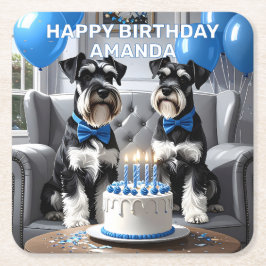 Porta-copo De Papel Quadrado Schnauzers Birthday