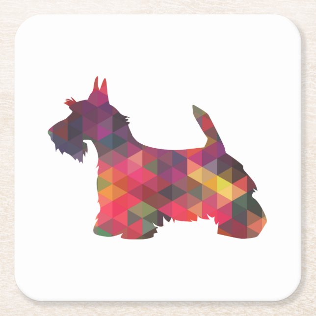 Porta-copo De Papel Quadrado Scottie Dog Breed Geo Silhouette Multi (Frente)