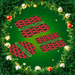 Porta-copo De Papel Quadrado Scottie Dog Holiday Personalizado Red Green