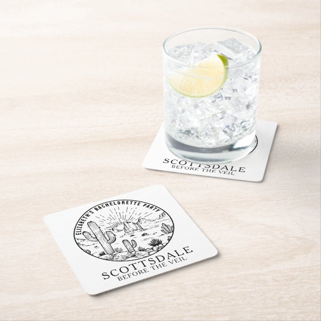 Porta-copo De Papel Quadrado Scottsdale Festa de solteira Favor Personalizado (Insitu)