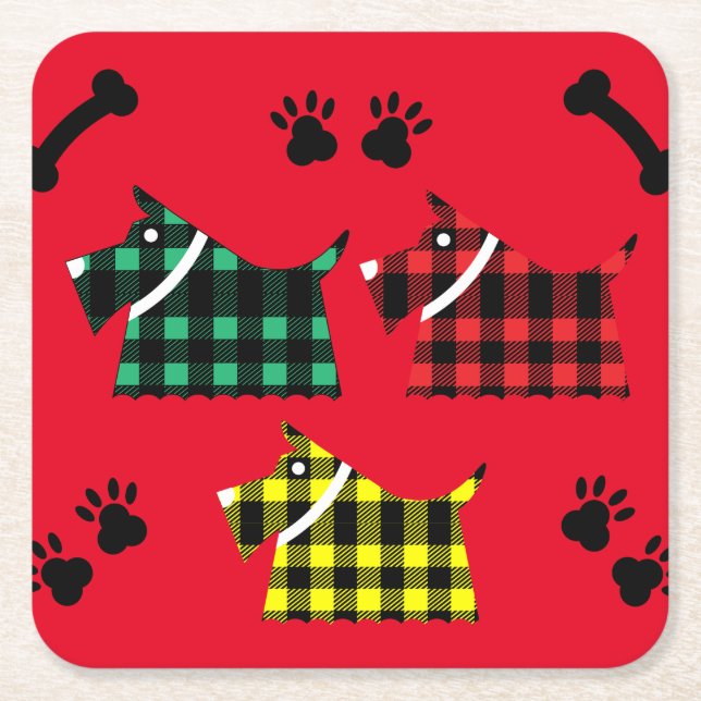 Porta-copo De Papel Quadrado Scotty Terrier Dogs Cute Engraçado Terriers Breeds (Frente)