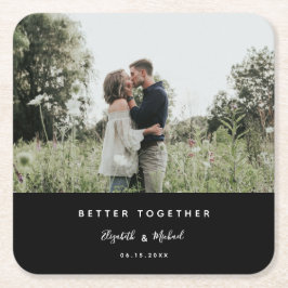 Porta-copo De Papel Quadrado Script Simples de Foto Moderno Elegante e Melhor J