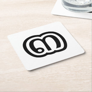 Porta-copo De Papel Quadrado Script Tailandês Número 3 / Três / ๓ (Sam)