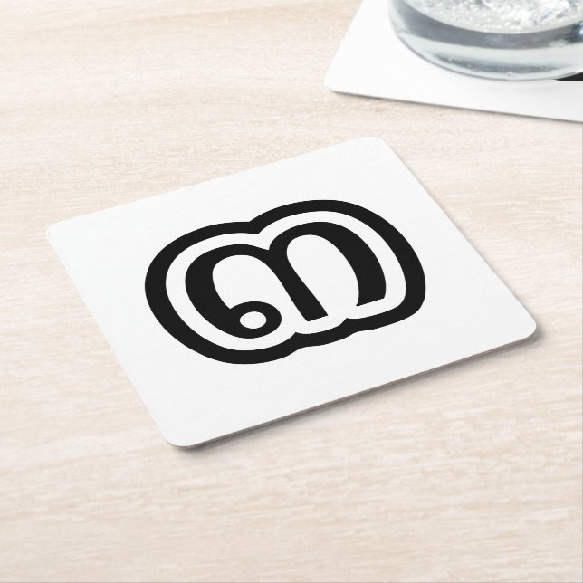 Porta-copo De Papel Quadrado Script Tailandês Número 3 / Três / ๓ (Sam) (Inclinado)