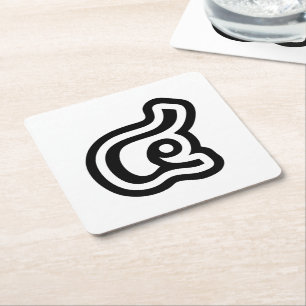 Porta-copo De Papel Quadrado Script Tailandês Número 4 / Quatro / ๔ (Consulte/S