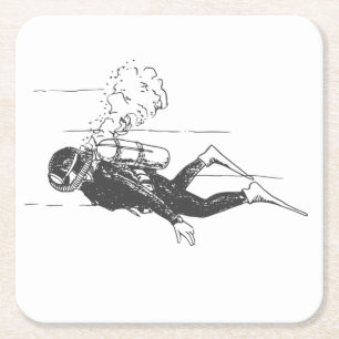 Porta-copo De Papel Quadrado Scuba Diver