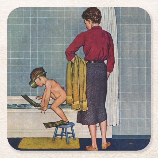 Porta-copo De Papel Quadrado Scuba na banheira (Frente)