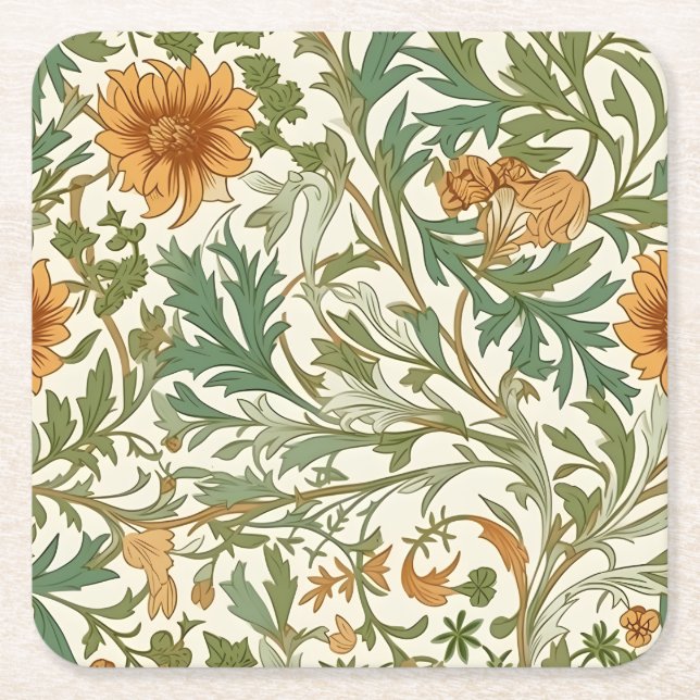 Porta-copo De Papel Quadrado Seamless Arts and Crafts style repeating pattern (Frente)