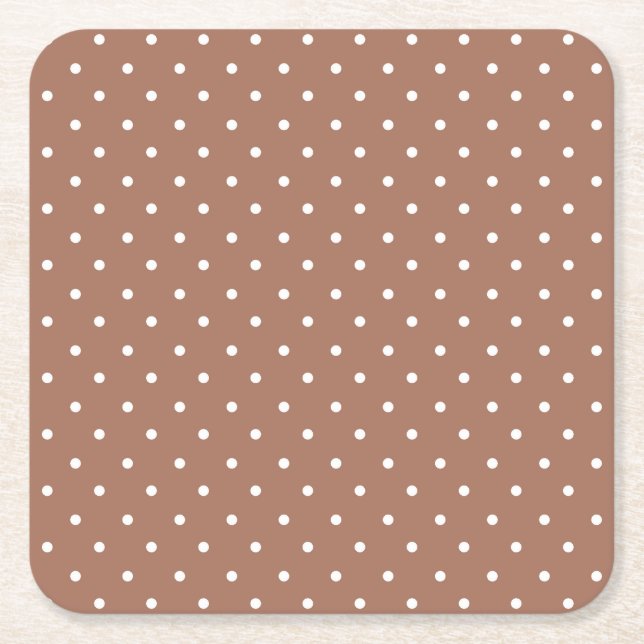 Porta-copo De Papel Quadrado Seamless medium brown polka dot  pattern (Frente)