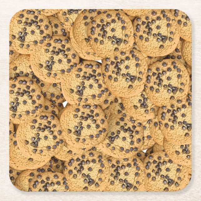 Porta-copo De Papel Quadrado Seamless Realistic Cookie Pattern Coasters (Frente)