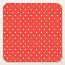 Porta-copo De Papel Quadrado Seamless red background polka dot pattern