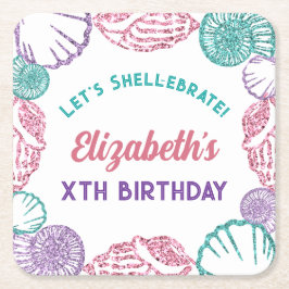 Porta-copo De Papel Quadrado Seashell Girls Birthday