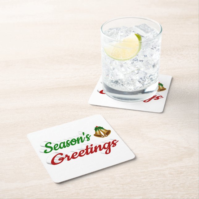 Porta-copo De Papel Quadrado Seasons Saudações Belga Escrito verde de Natal (Insitu)