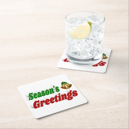 Porta-copo De Papel Quadrado Seasons Saudações Belos Natal