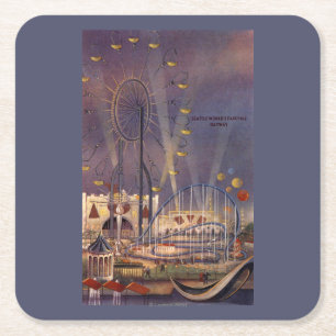 Porta-copo De Papel Quadrado Seattle, poster da feira de mundo Washington1962