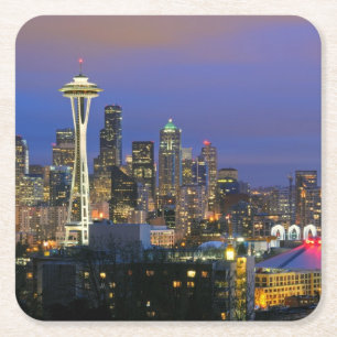 Porta-copo De Papel Quadrado Seattle visto do parque do Kerry na rainha Anne