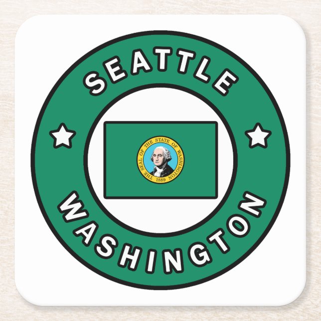 Porta-copo De Papel Quadrado Seattle Washington (Frente)