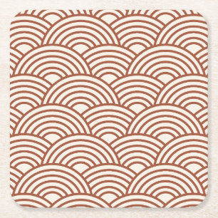 Porta-copo De Papel Quadrado Seigaiha Wave Rust Terracotta