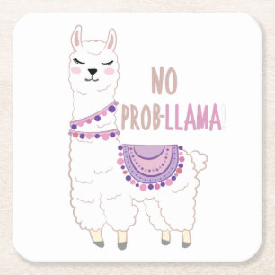 Porta-copo De Papel Quadrado Sem Problemas Llama Funny