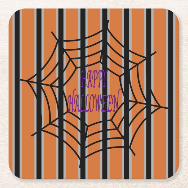 Porta-copo De Papel Quadrado Semanas de Aranha do Halloween, divertido e Rico (Frente)