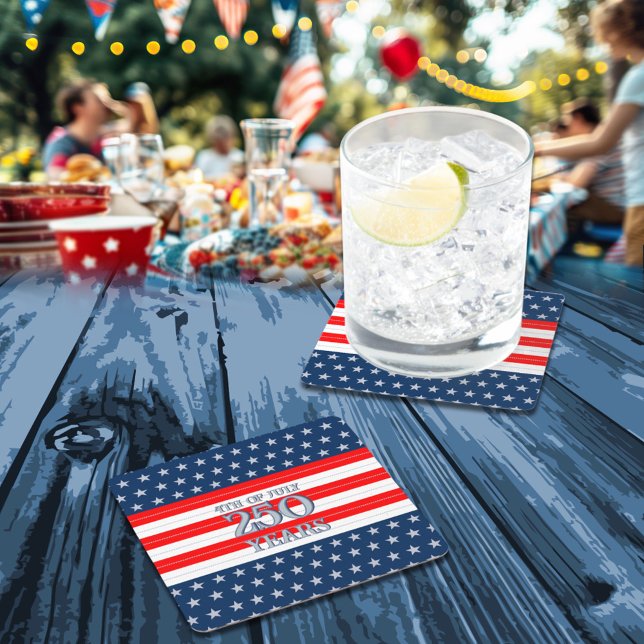 Porta-copo De Papel Quadrado Semiquincentennial Navy Stars & Stripes 250 Years (Criador carregado)